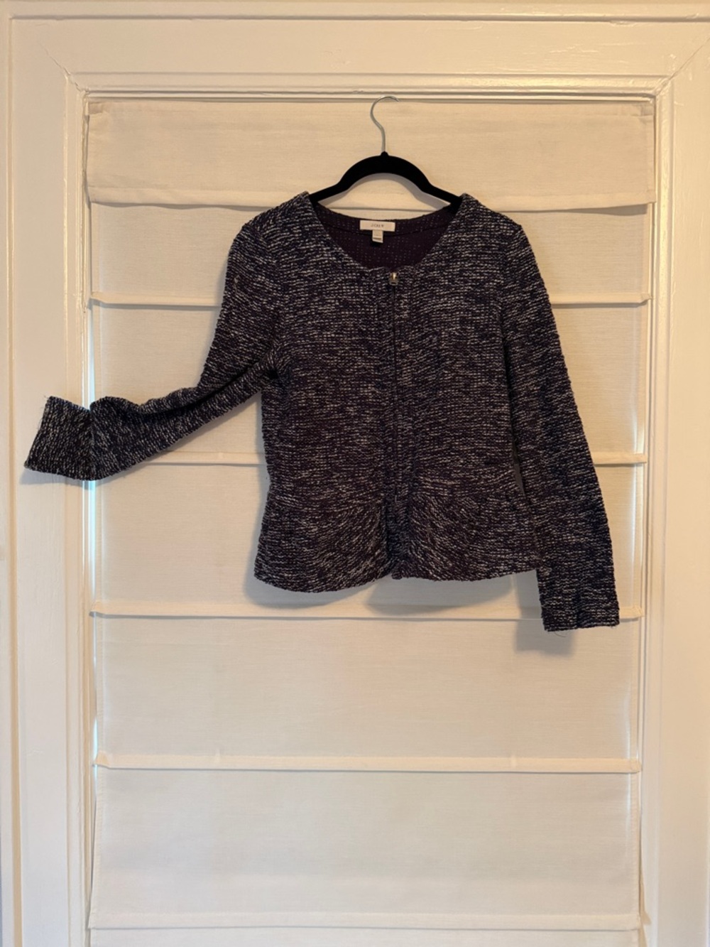 J. Crew Blueand White Marled Zip-Front Cardigan Jacket